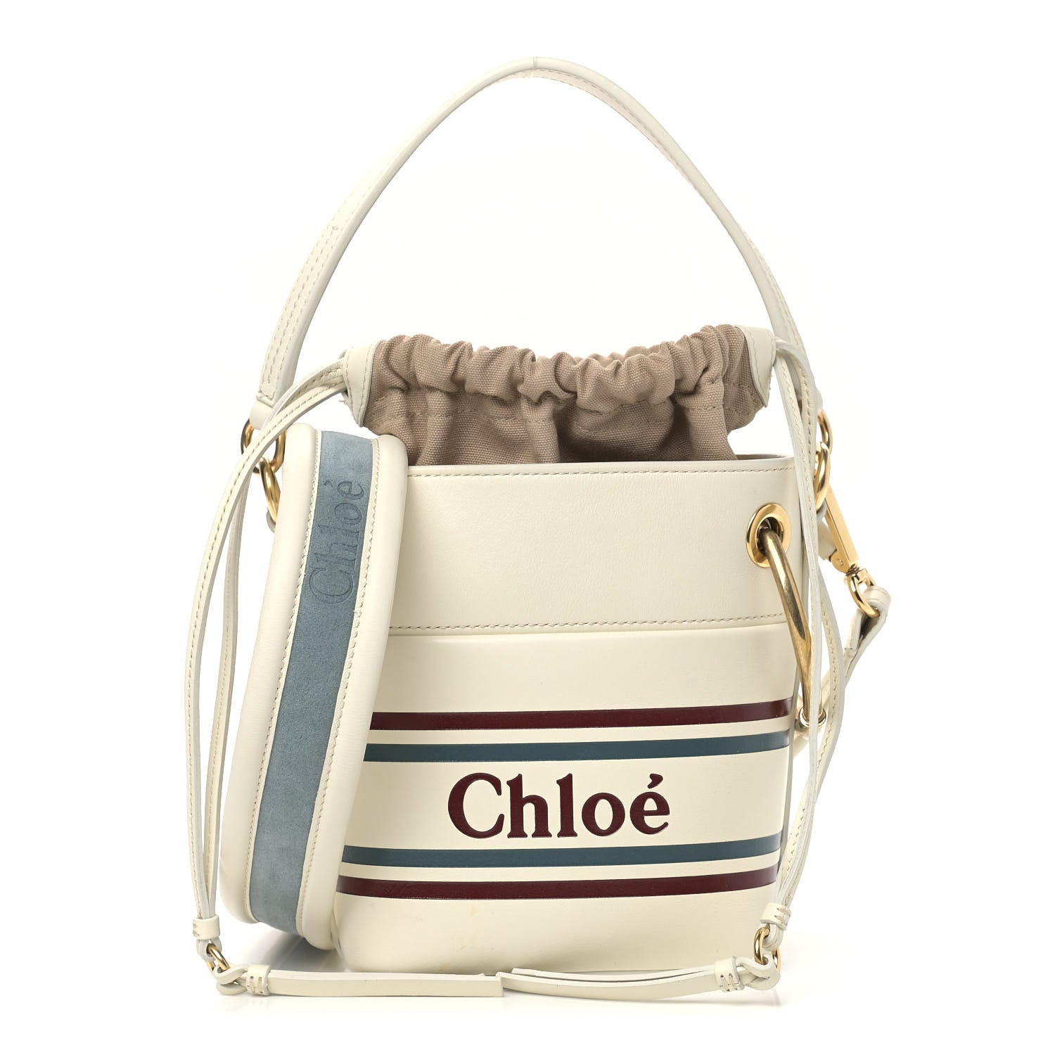 Chloe Smooth Calfskin Logo Mini Roy Bucket Bag Natural White 1 of 9