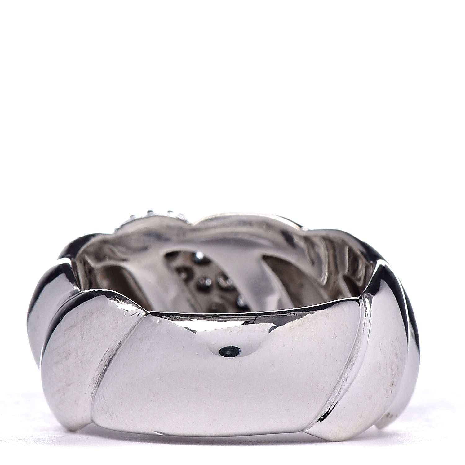 David Yurman Sterling Silver Diamond Sculpted Cable Ring 54 6.75 3 of 5