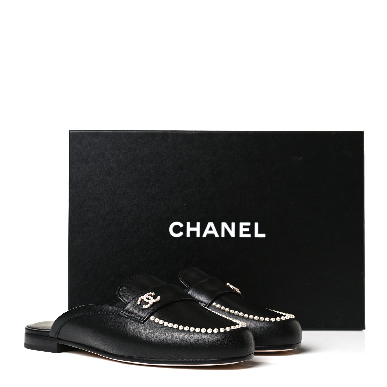 Chanel Lambskin Pearl CC Mules 36 Black 11 of 11