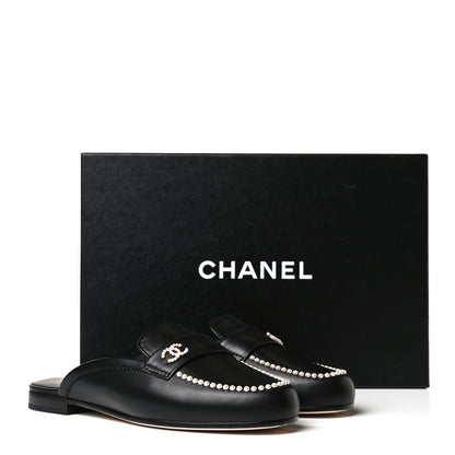 Chanel Lambskin Pearl CC Mules 36 Black 11 of 11