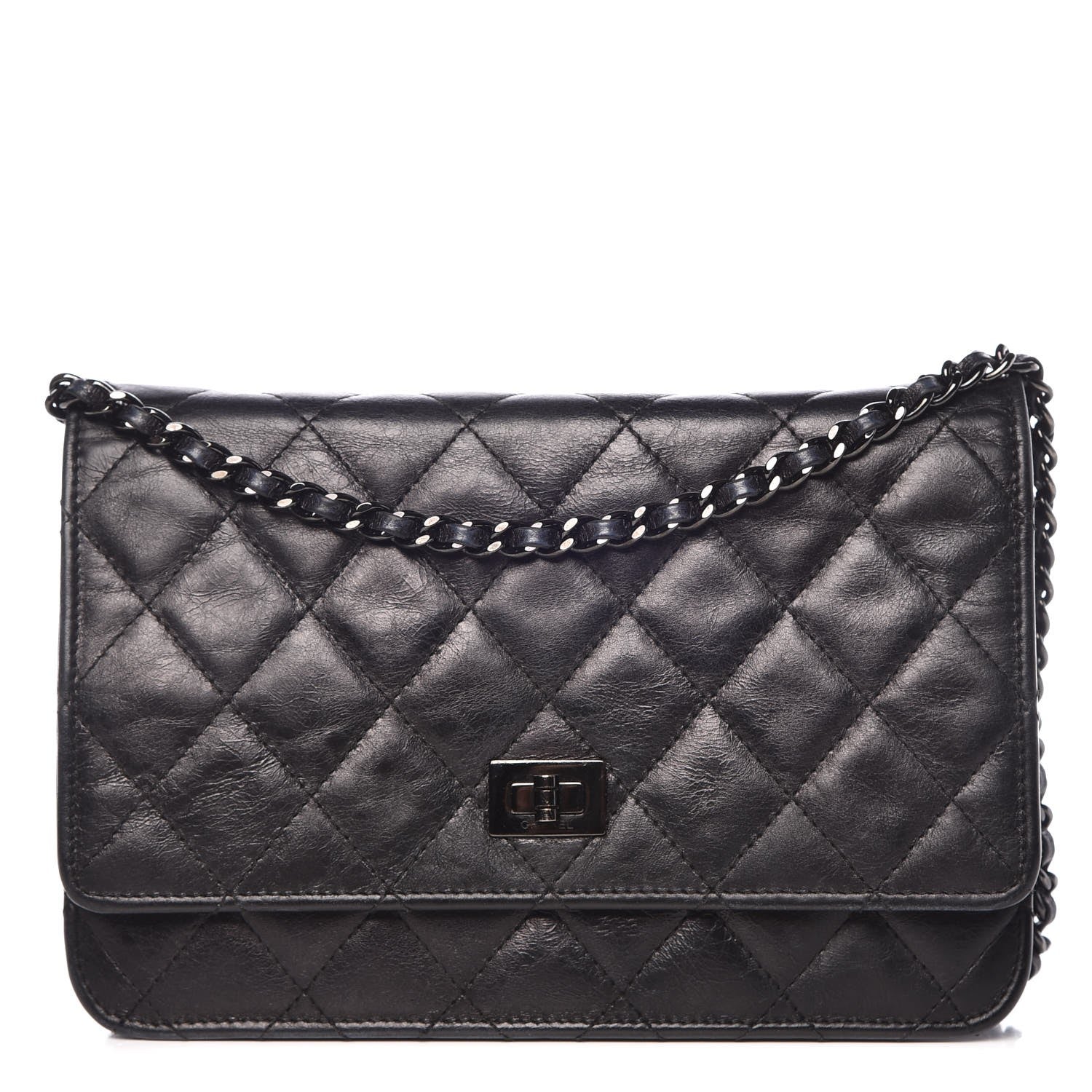 Chanel Aged Calfskin Quilted Reissue Wallet On Chain WOC So Black 1 of 9