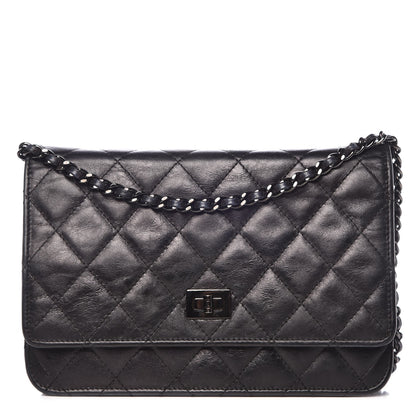 Chanel Aged Calfskin Quilted Reissue Wallet On Chain WOC So Black 1 of 9