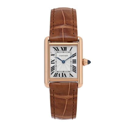 Cartier 18K Pink Gold Alligator 22mm Tank Louis Manual Winding Watch Brown 1 of 5