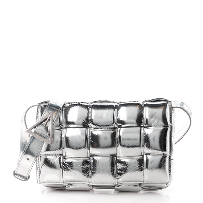 Bottega Veneta Metallic Lambskin Padded Cassette Crossbody Bag Silver 1 of 13
