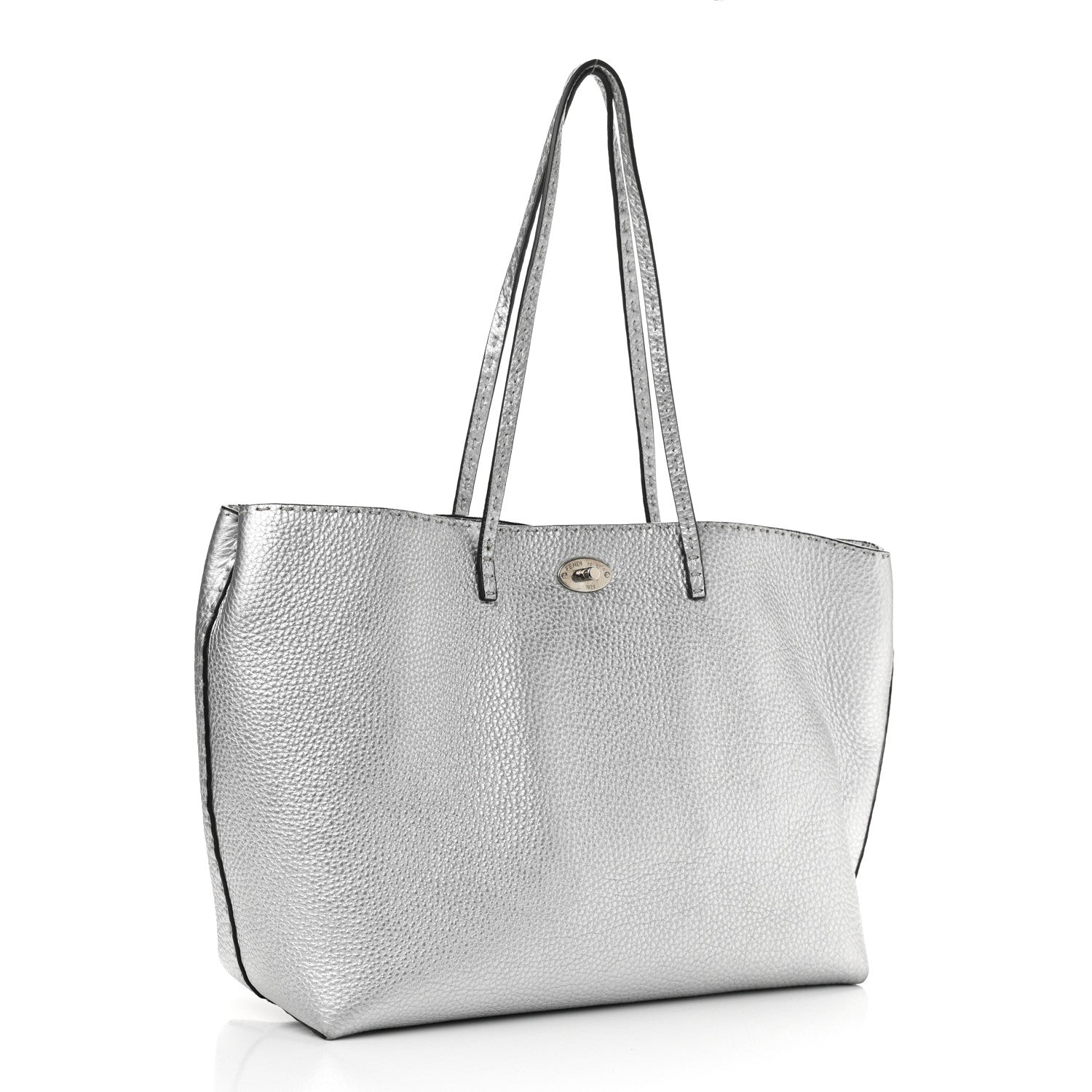 Fendi Cuoio Romano Lux Selleria Carla Shopping Tote Argento 2 of 12