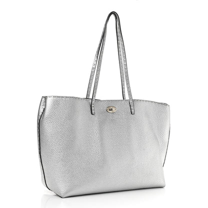 Fendi Cuoio Romano Lux Selleria Carla Shopping Tote Argento 2 of 12