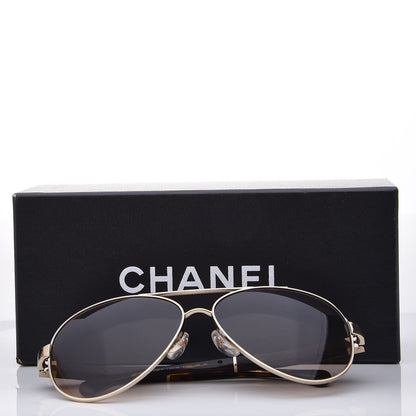 Chanel Lambskin Quilted CC Aviator Sunglasses 4195-Q Brown Gold 11 of 11