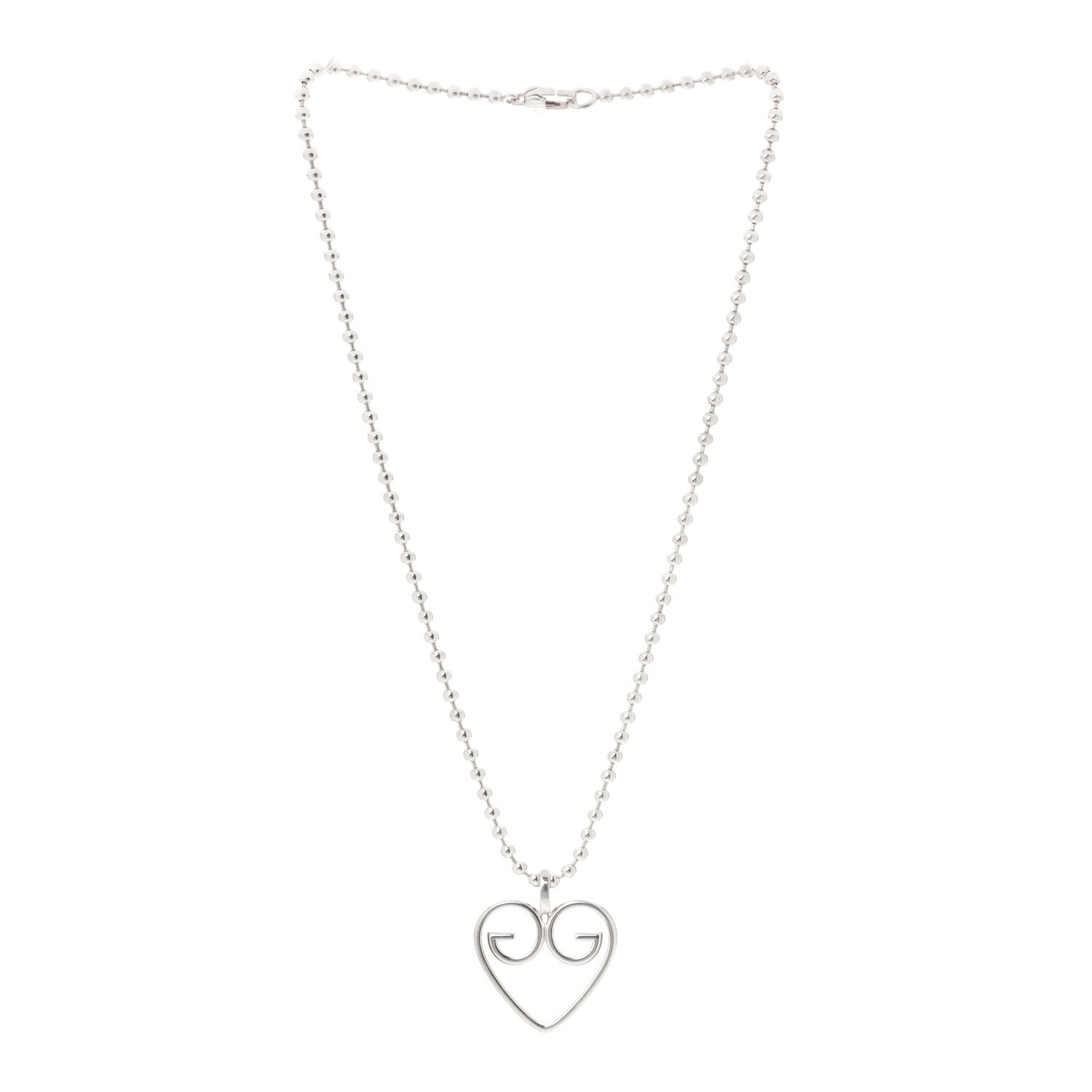 Gucci Sterling Silver GG Heart Pendant Necklace 3 of 5