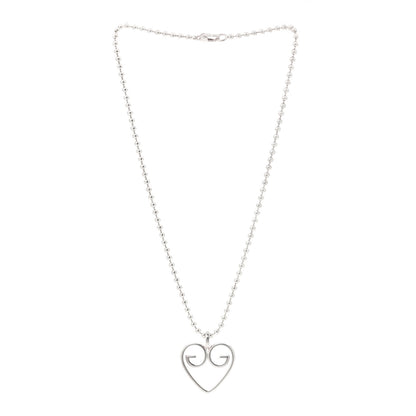 Gucci Sterling Silver GG Heart Pendant Necklace 3 of 5