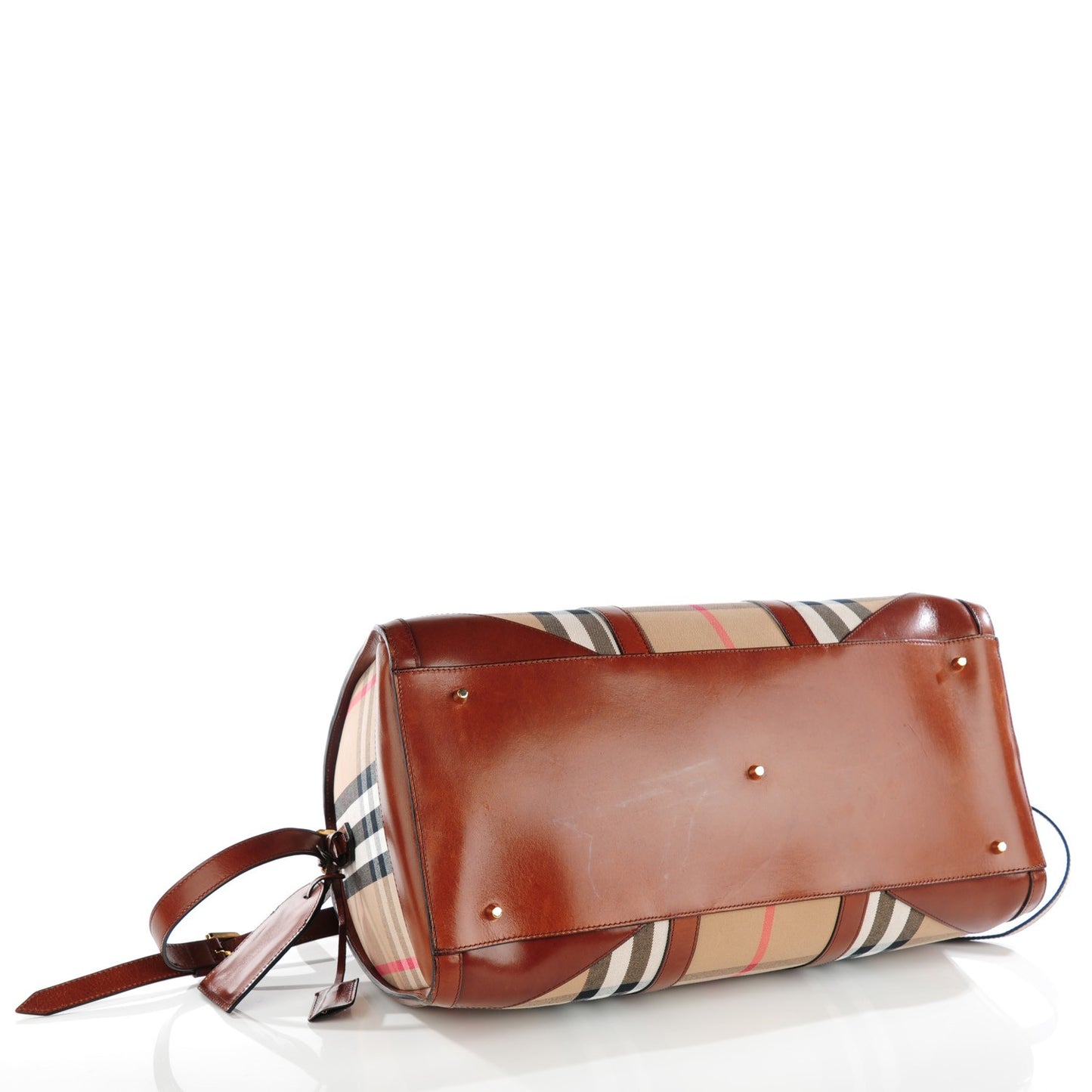 House Check Bridle Calfskin Duffle Bag Brown