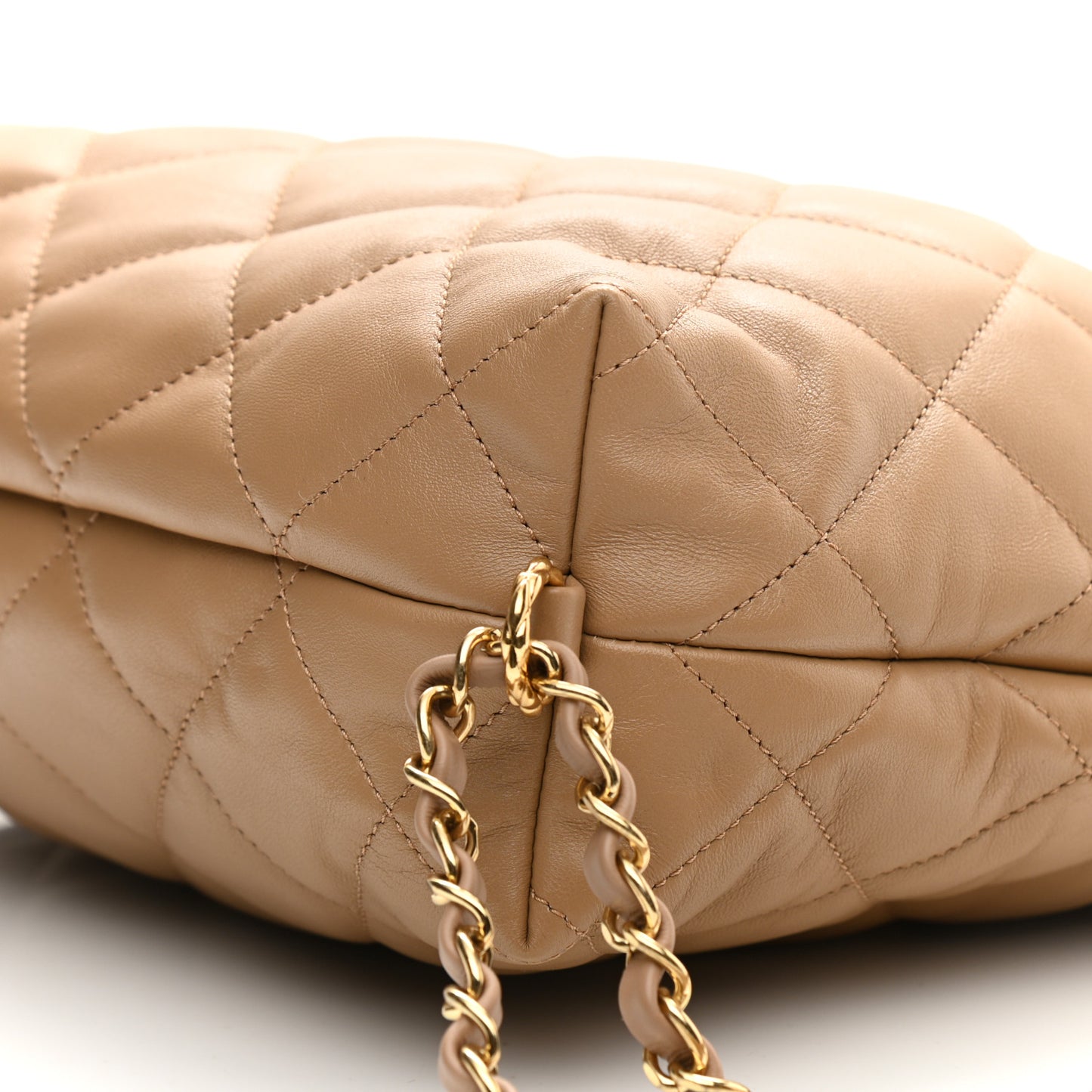 Lambskin Quilted Hobo Beige