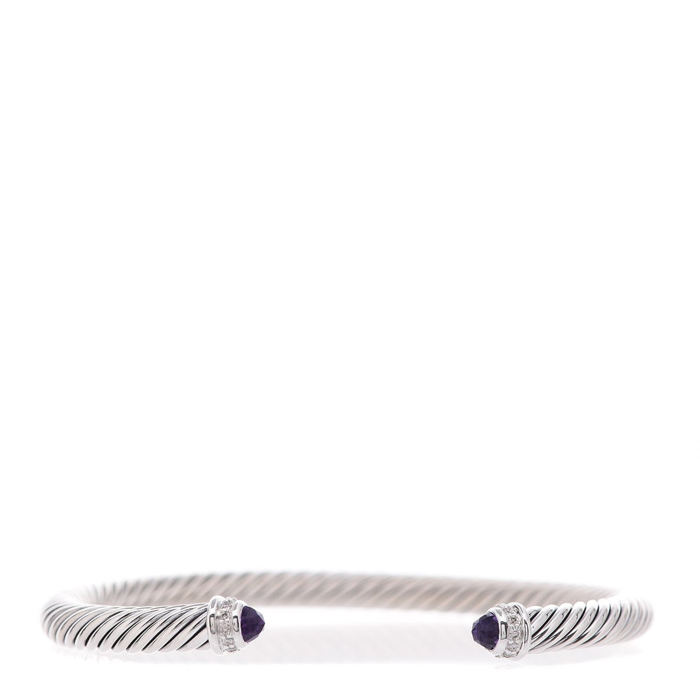 Sterling Silver Diamond Amethyst 5mm Cable Classics Bracelet