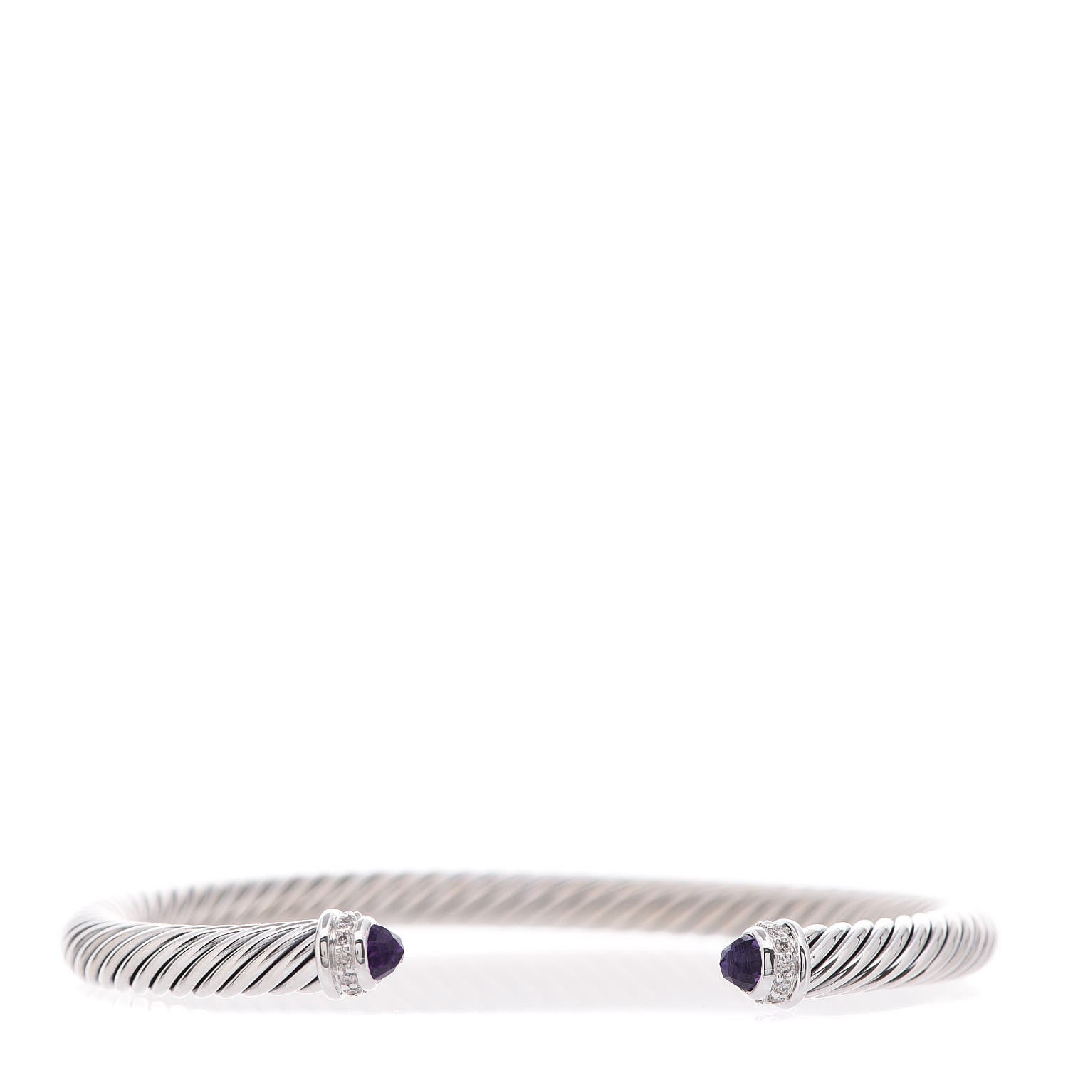 David Yurman Sterling Silver Diamond Amethyst 5mm Cable Classics Bracelet 1 of 6