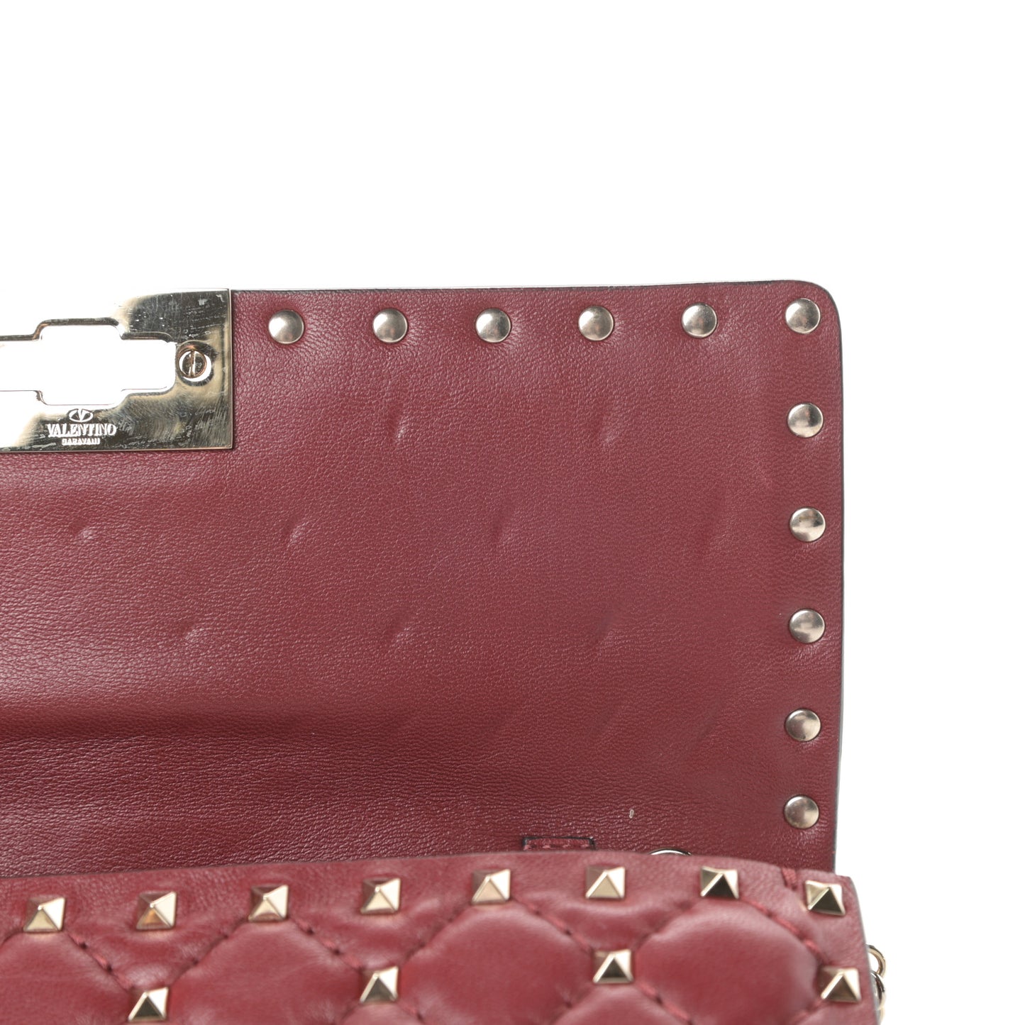 Nappa Rockstud Spike Wallet on Chain Rubino