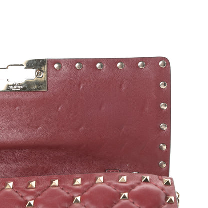 Valentino Garavani Nappa Rockstud Spike Wallet on Chain Rubino 10 of 11
