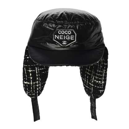 Chanel Nylon Tweed Quilted Coco Neige Hat S Black 1 of 6