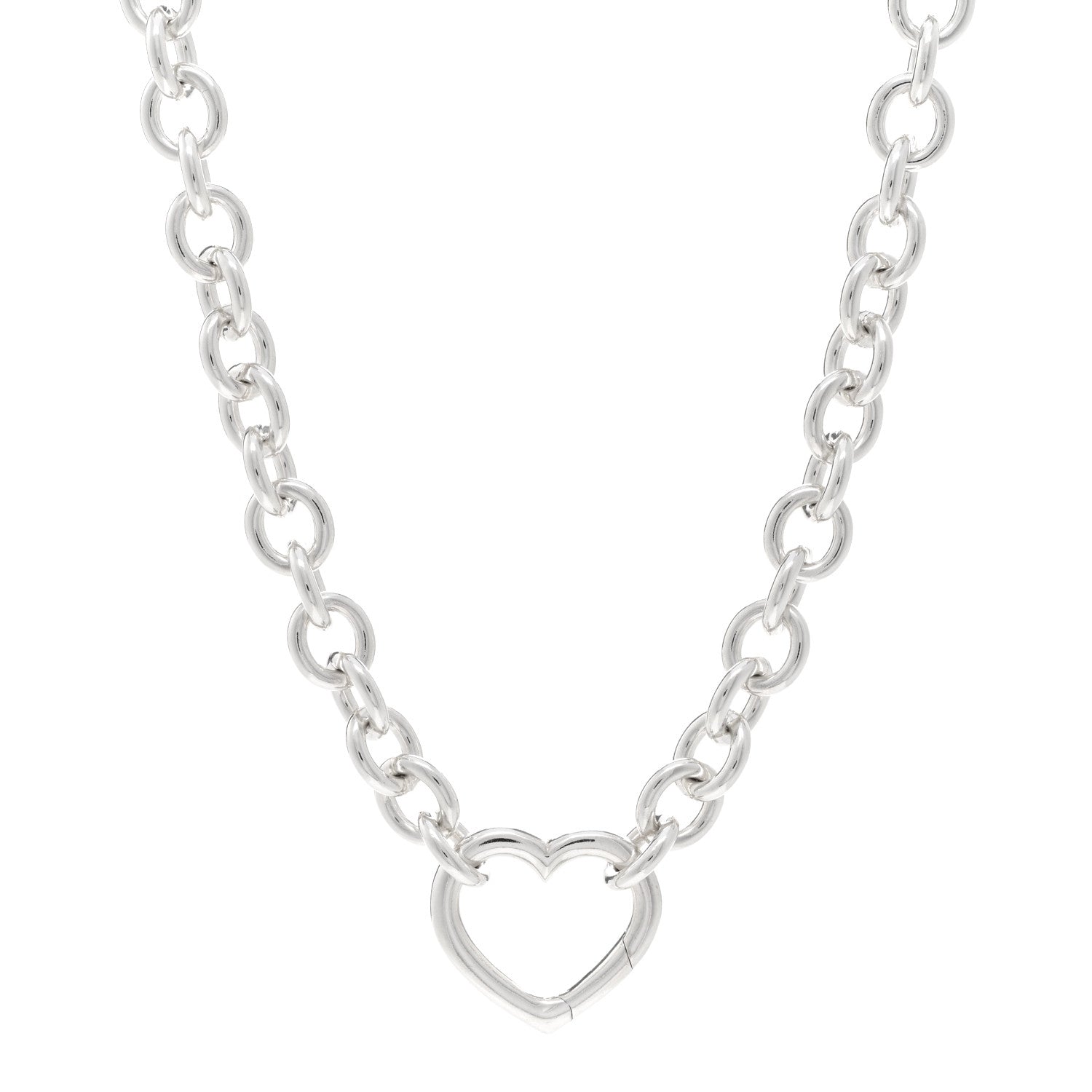 Tiffany Sterling Silver Heart Clasp Choker Necklace 1 of 4