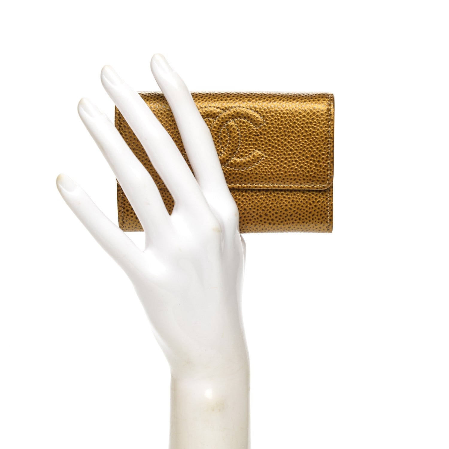Chanel Metallic Caviar CC Timeless Card Holder Dark Gold 2 of 7