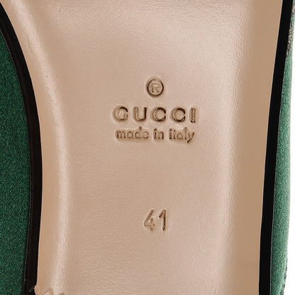 Gucci Satin Sea Lace Malaga Kid Womens Princetown Slippers 41 Gucci Bright Green Black 6 of 8