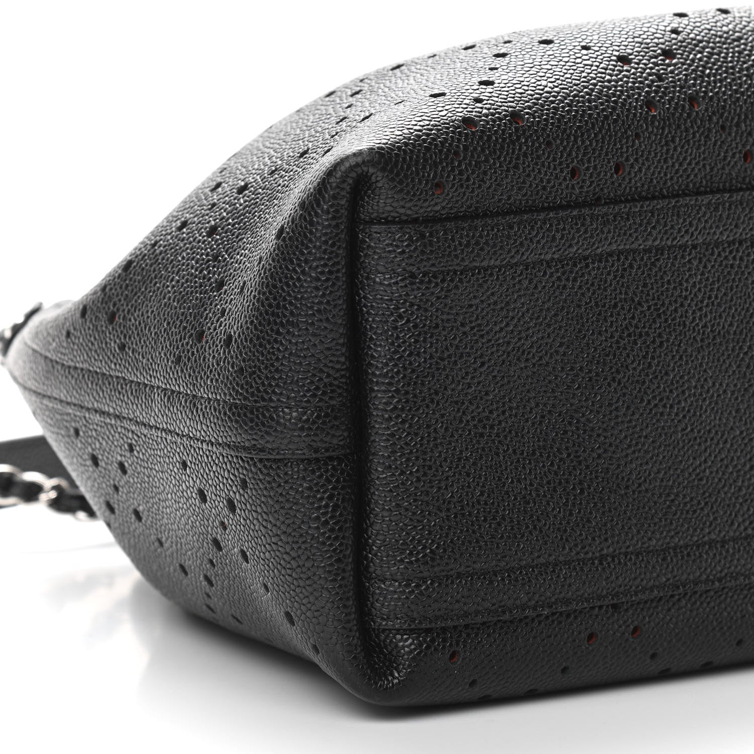 Chanel Caviar Perforated Drawstring CC Bag Black Orange 9 of 13