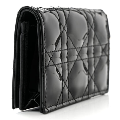 Christian Dior Patent Cannage Small Lady Dior Flap Card Holder Black 3 of 9