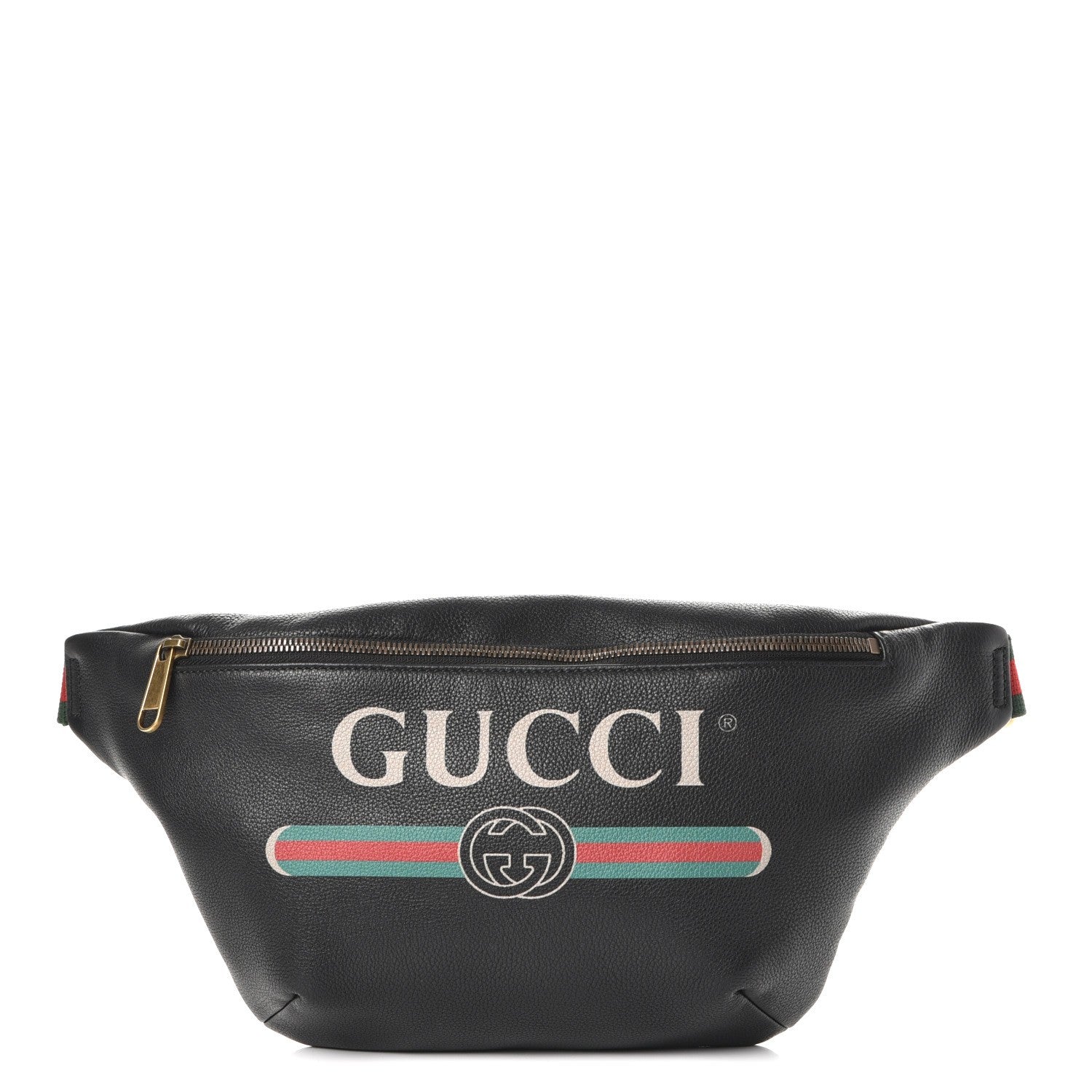 Gucci Grained Calfskin Logo Belt Bag Black 1 of 7