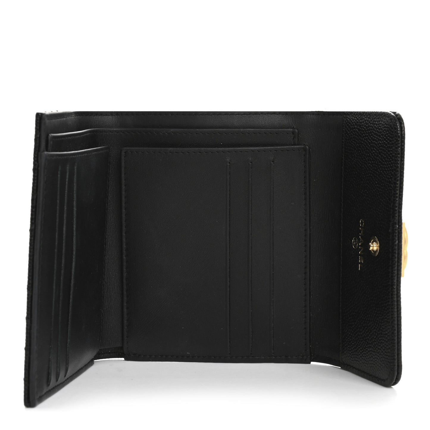 Caviar Chevron Quilted Boy Compact Wallet Black