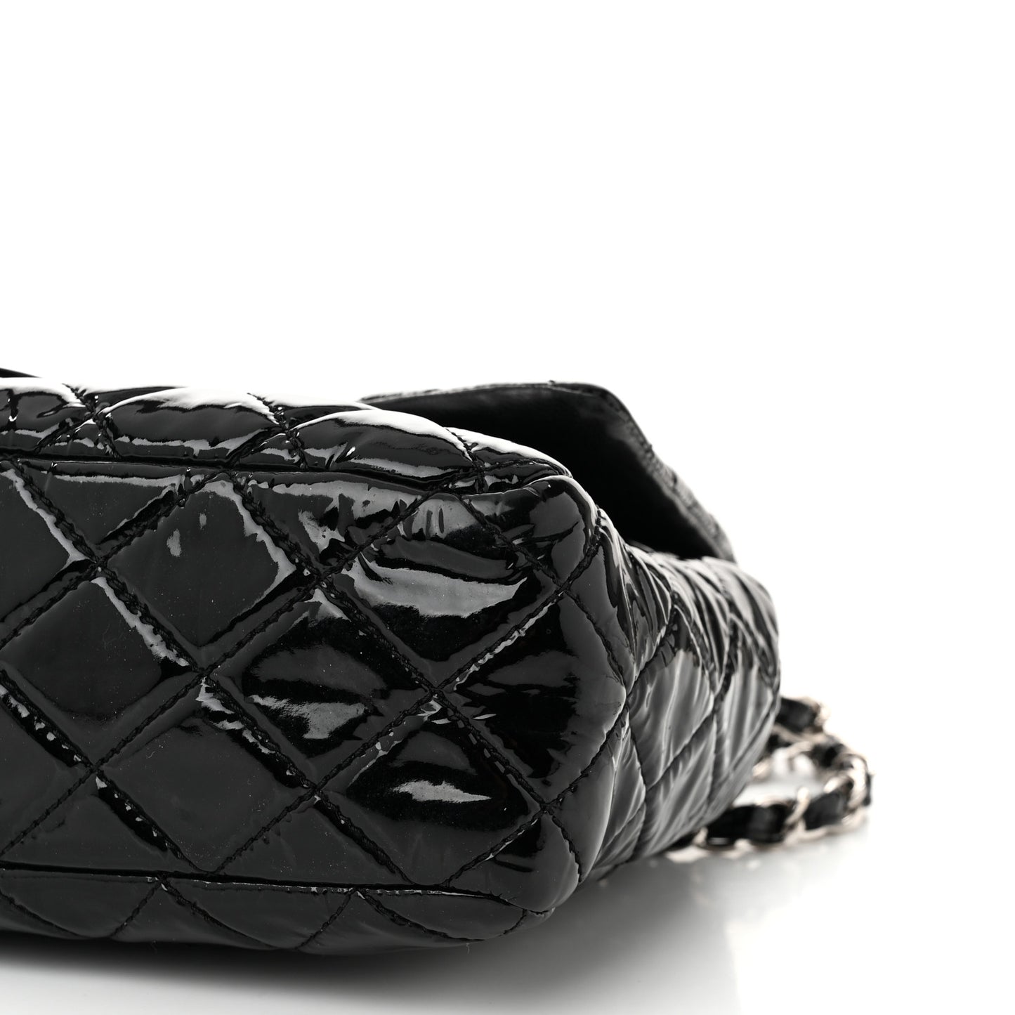 Patent Quilted Jumbo Single Flap Black