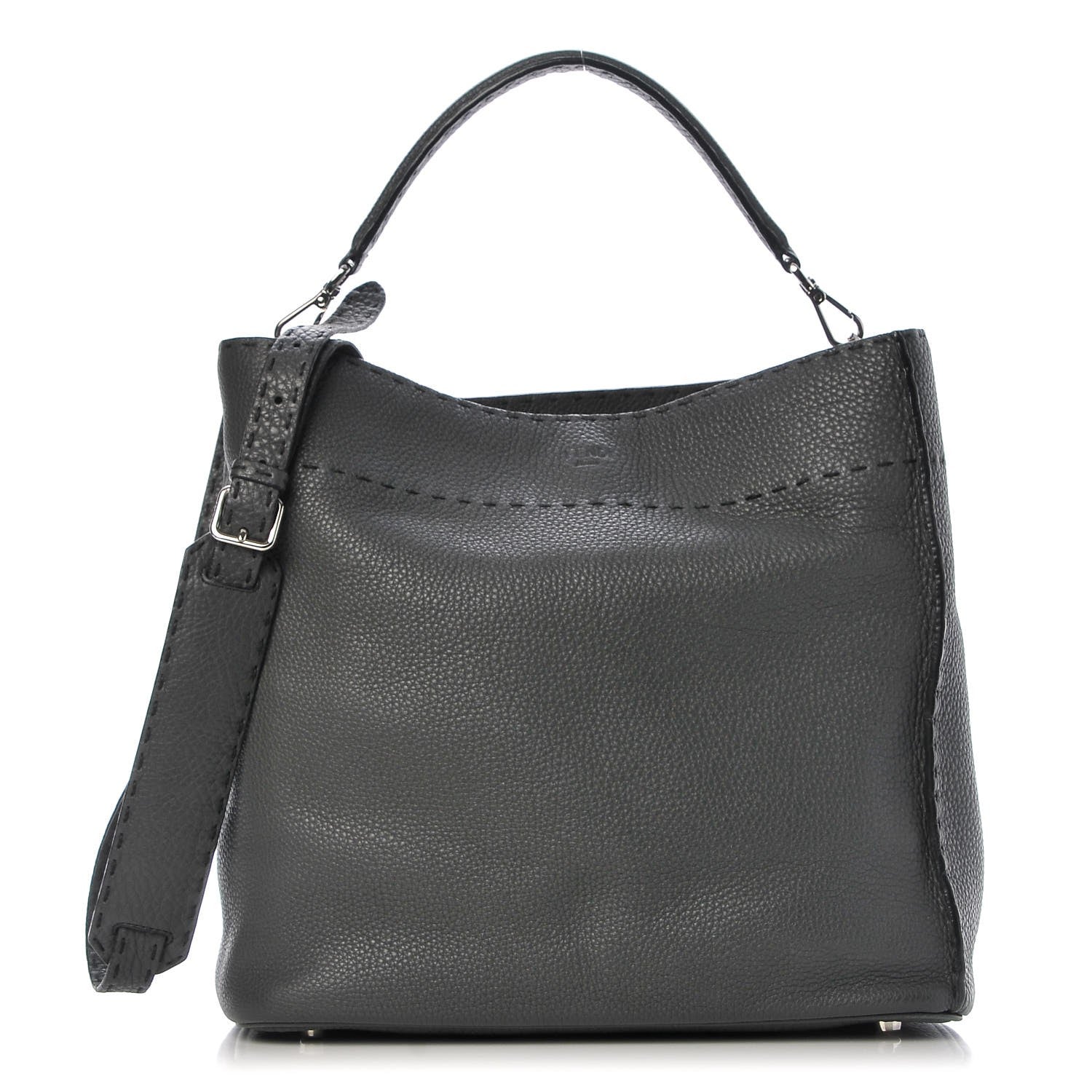 Fendi Cuoio Romano Selleria Large Anna Bucket Bag Asfalto 1 of 7