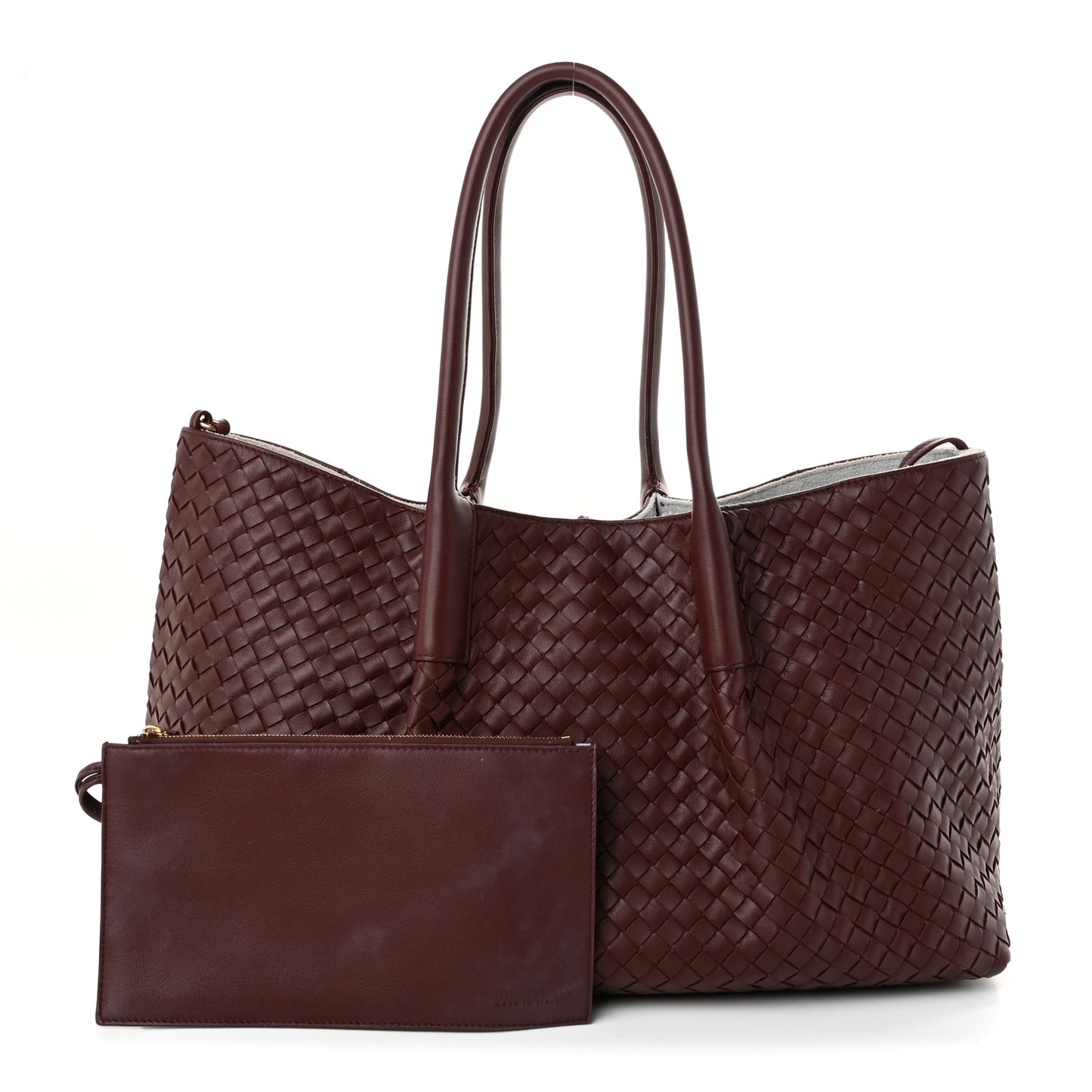 Calfskin Intrecciato Pinacoteca Reversible Tote Madder Brown Lunar