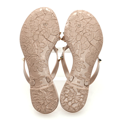 Valentino Garavani PVC Jelly Rockstud Bow Thong Sandals 36 Poudre 5 of 7