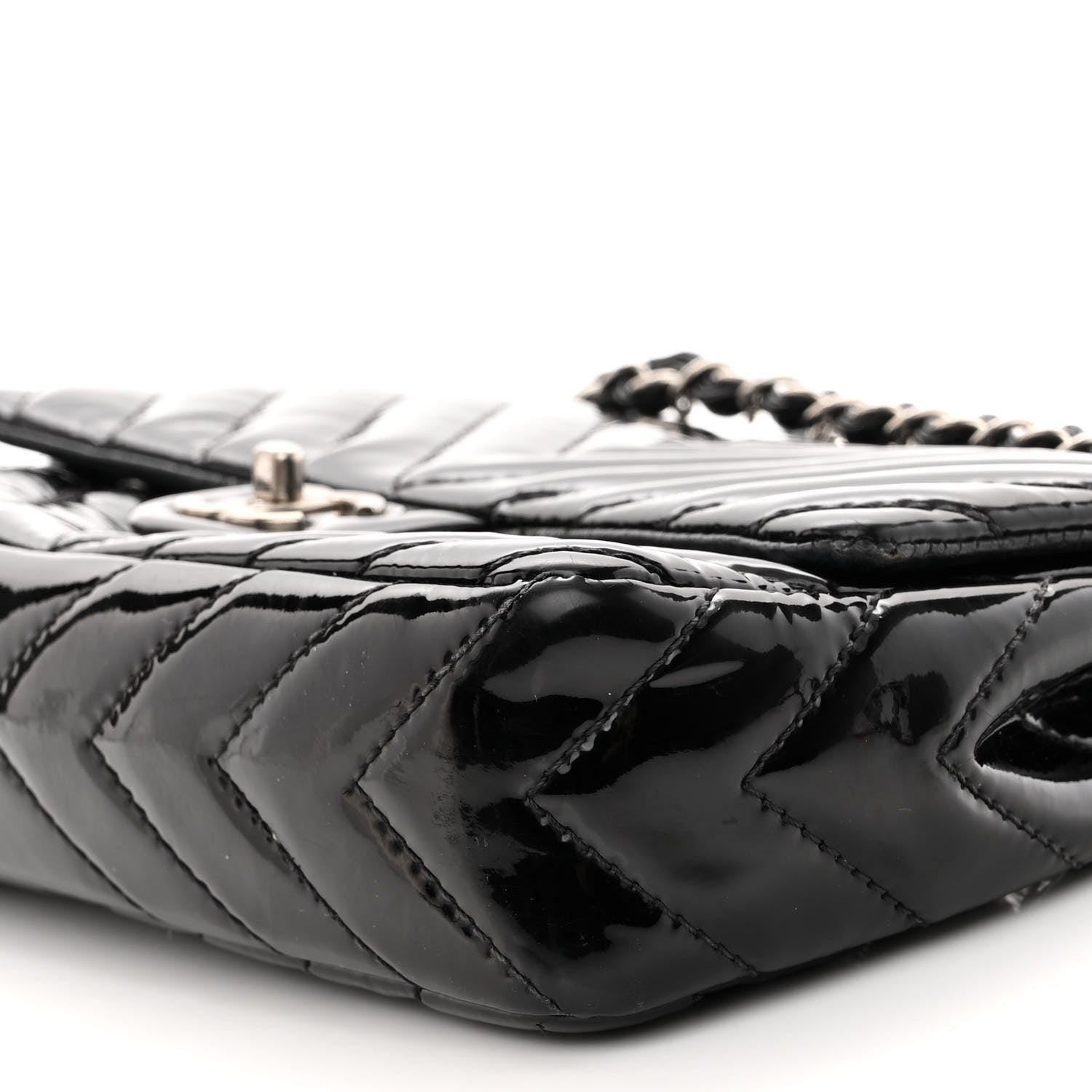 Chanel Patent Chevron Quilted Medium Single Flap Black 10 of 12