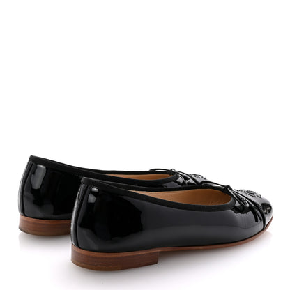 Chanel Patent CC Cap Toe Ballerina Flats 35.5 Black 5 of 9