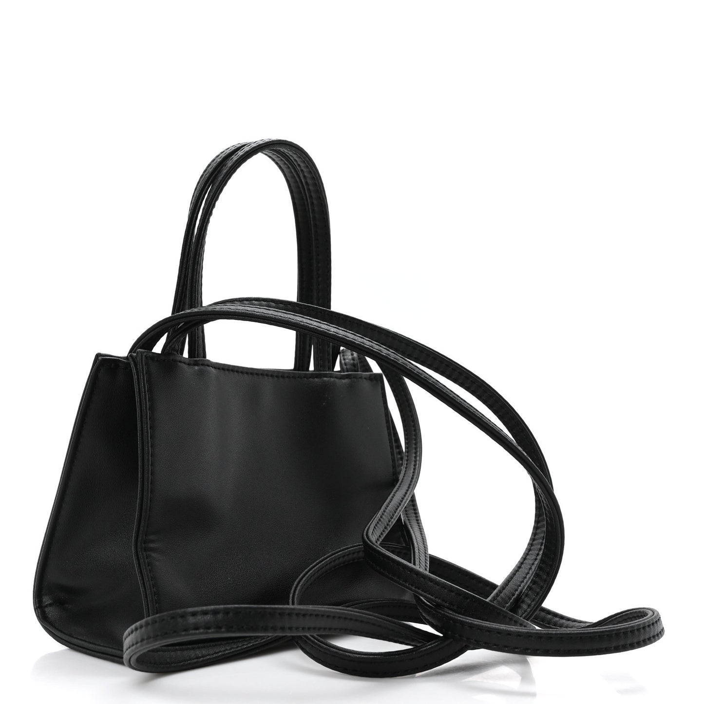 Vegan Leather Small Shopping Bag Black