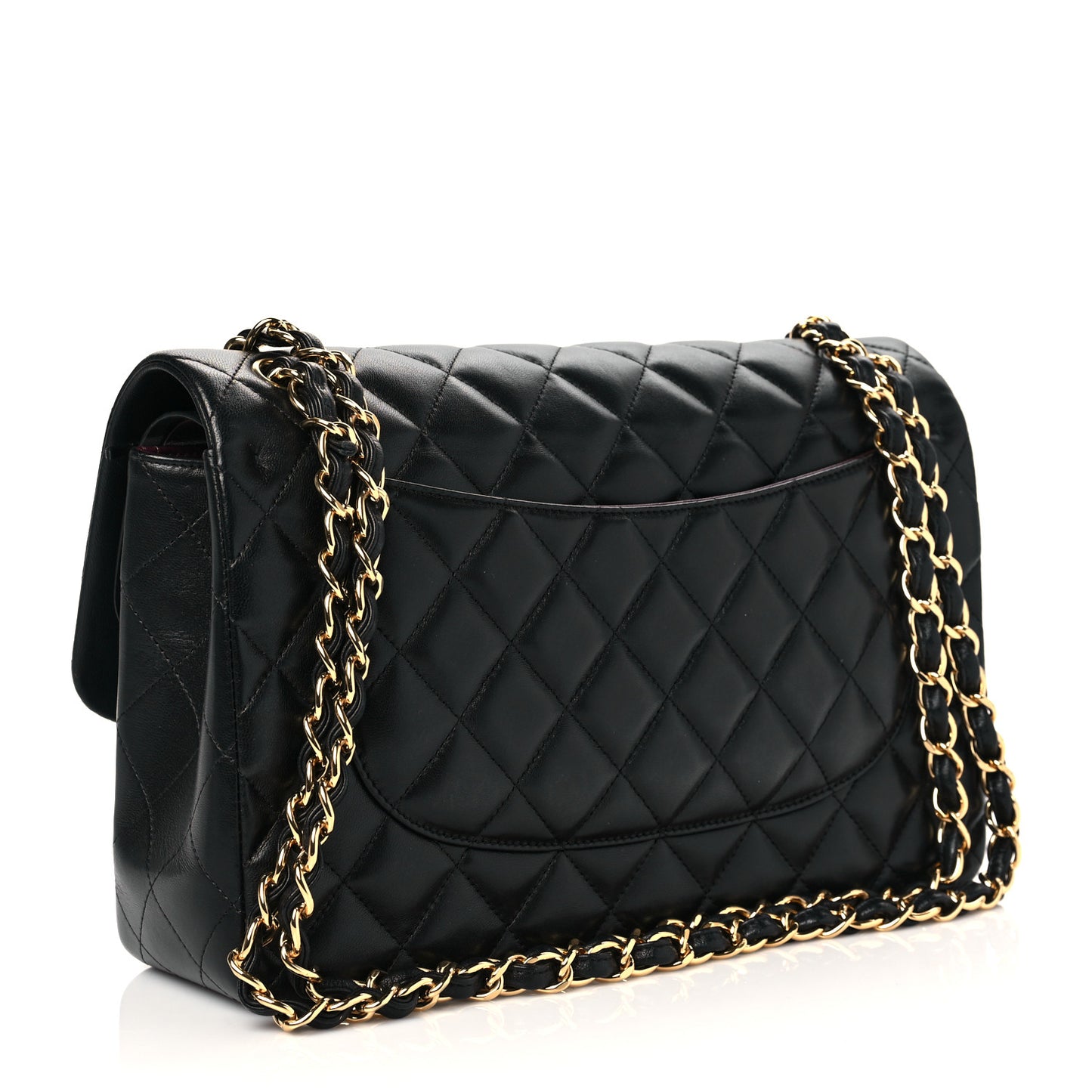 Lambskin Quilted Jumbo Double Flap Black