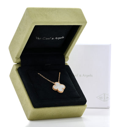 Van Cleef & Arpels 18K Yellow Gold Mother of Pearl Vintage Alhambra Pendant Necklace 6 of 6