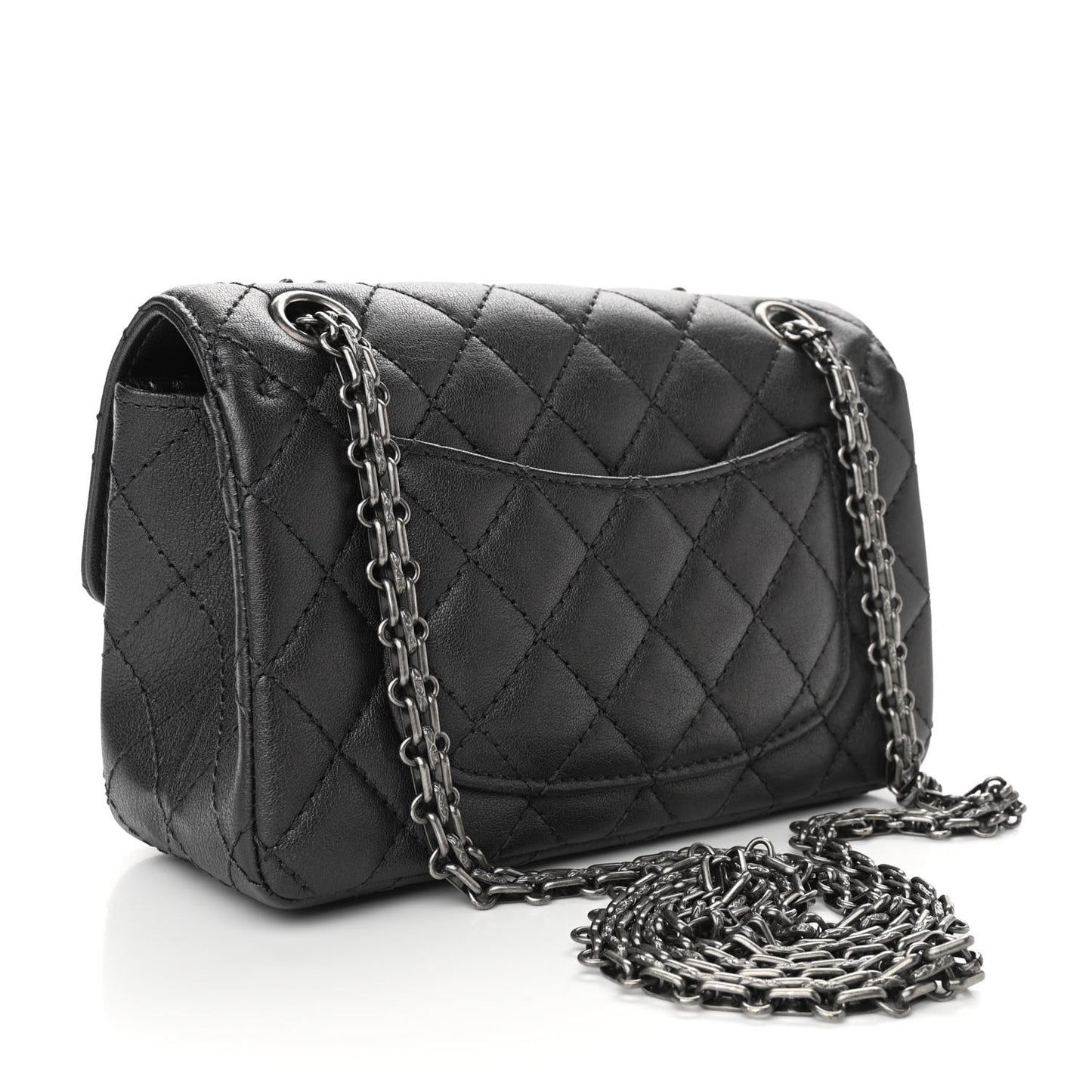 Metallic Sheepskin Quilted 2.55 Reissue Mini Flap Black
