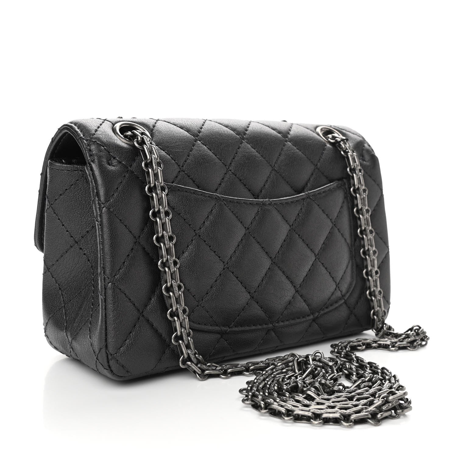 Chanel Metallic Sheepskin Quilted 2.55 Reissue Mini Flap Black 3 of 11