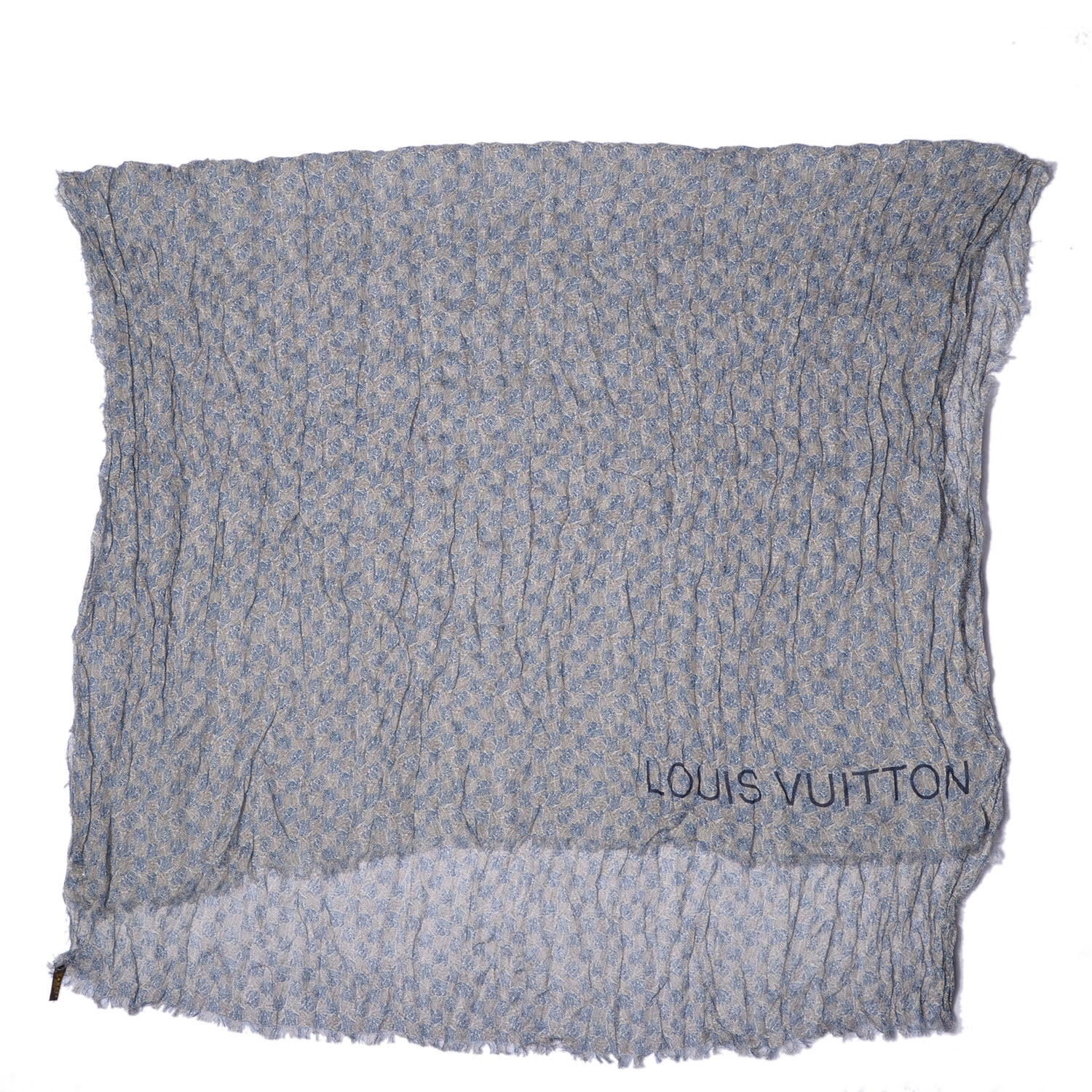 Louis Vuitton Cotton Linen Etole Damier Palm Stole Blue 3 of 7