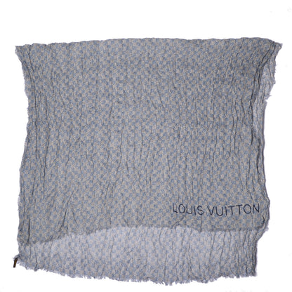 Louis Vuitton Cotton Linen Etole Damier Palm Stole Blue 3 of 7