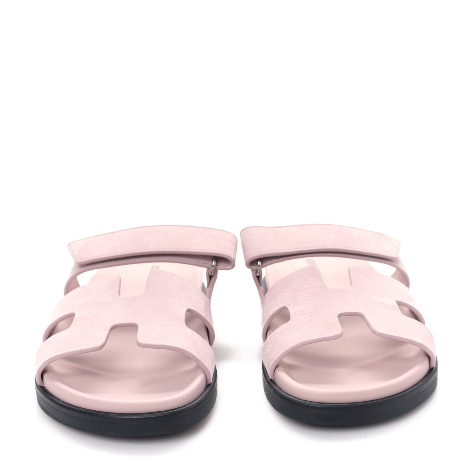 Hermes Suede Goatskin Womens Chypre Sandals 39.5 Rose Porcelaine 2 of 8