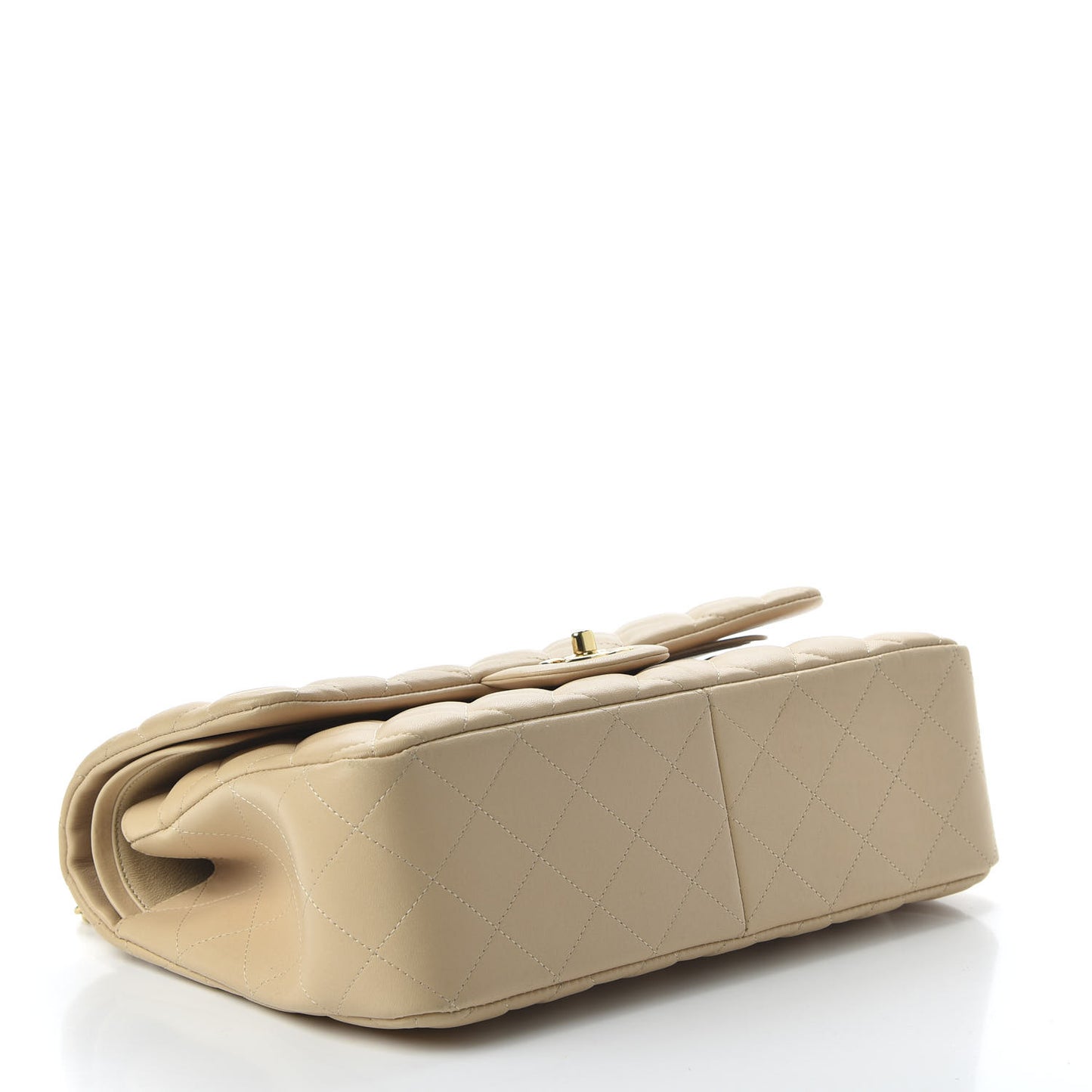 Lambskin Quilted Jumbo Double Flap Beige Clair
