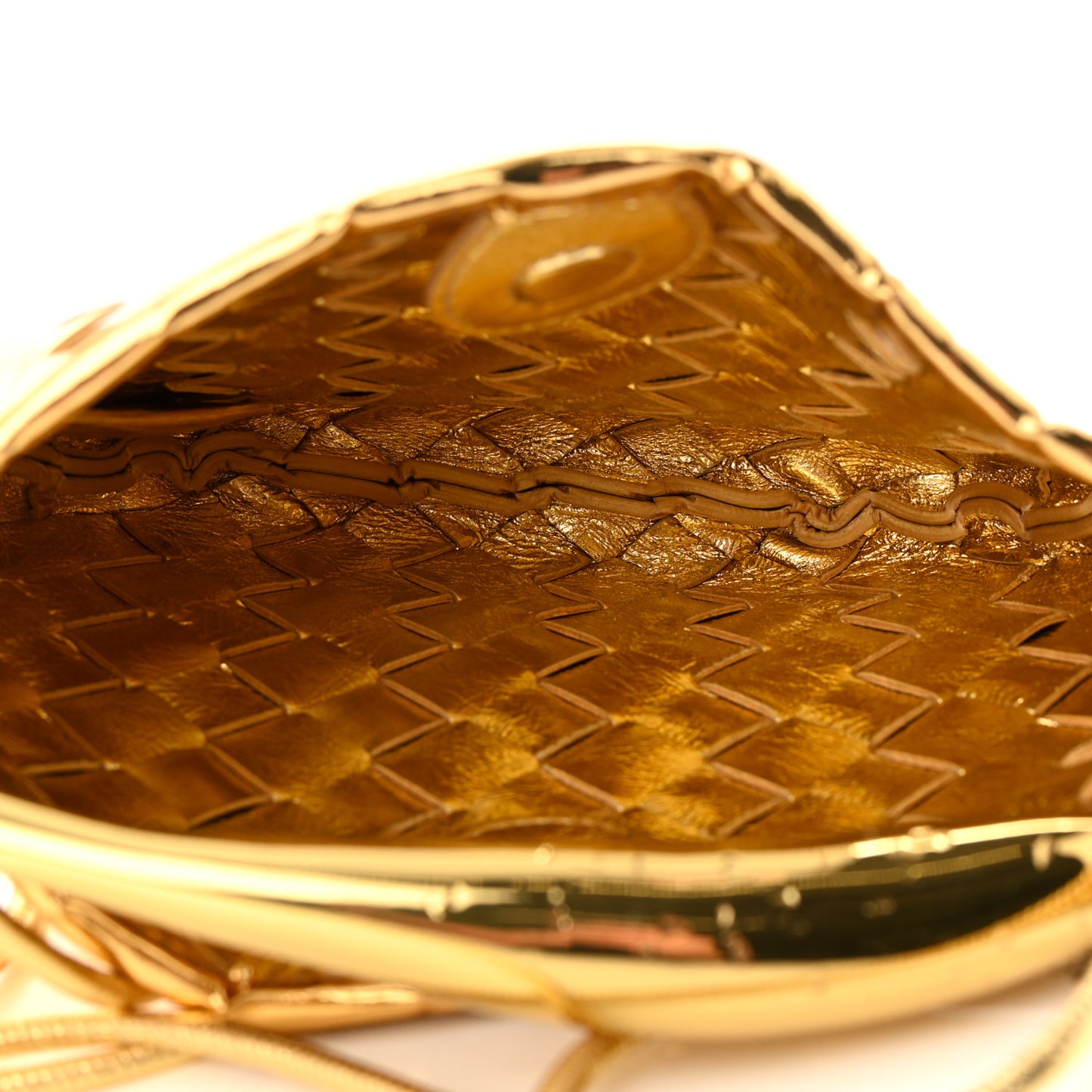 Mirror Laminated Nappa Intrecciato Mini Sardine Bag Gold