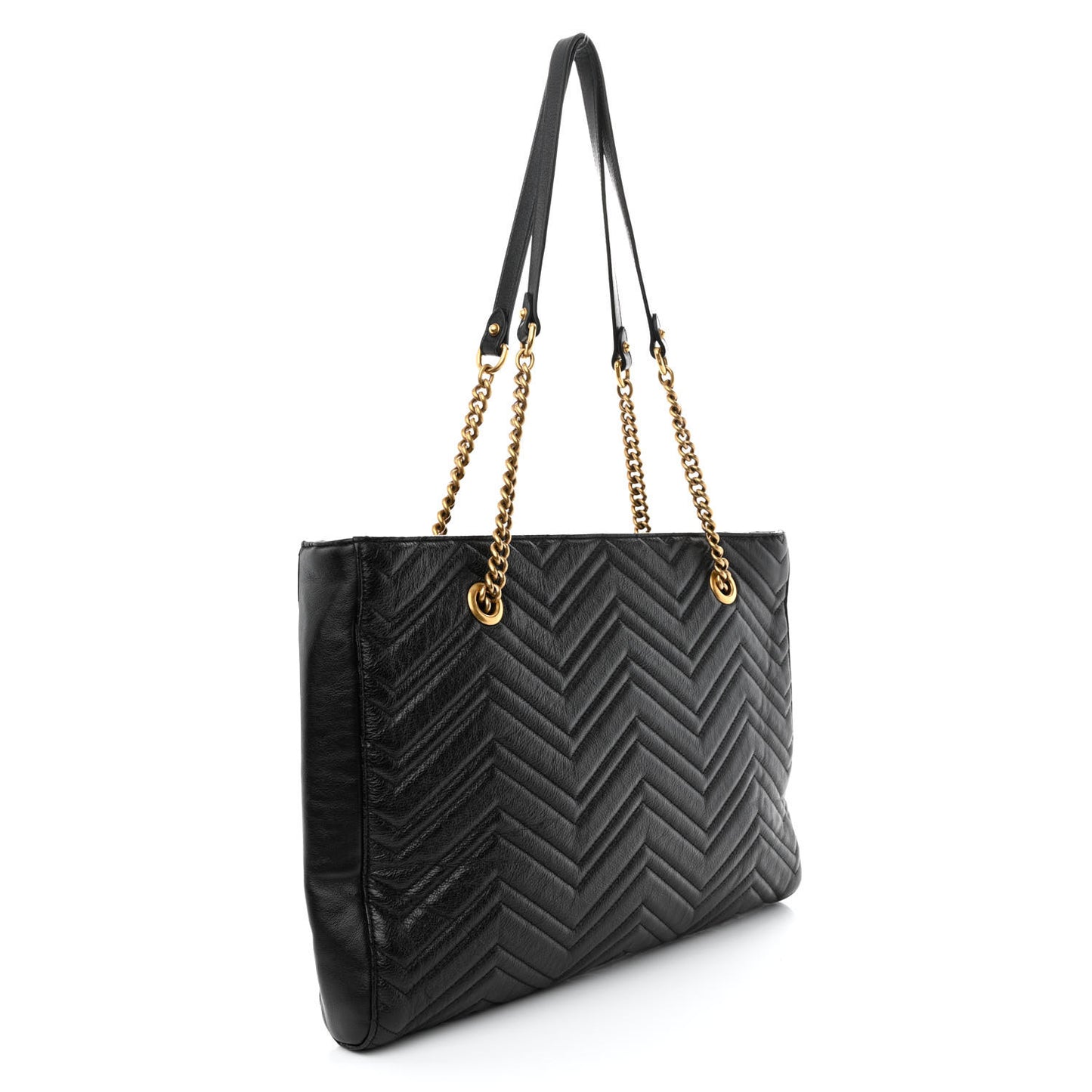 Vintage Calfskin Matelasse Medium GG Marmont Slim Tote Black