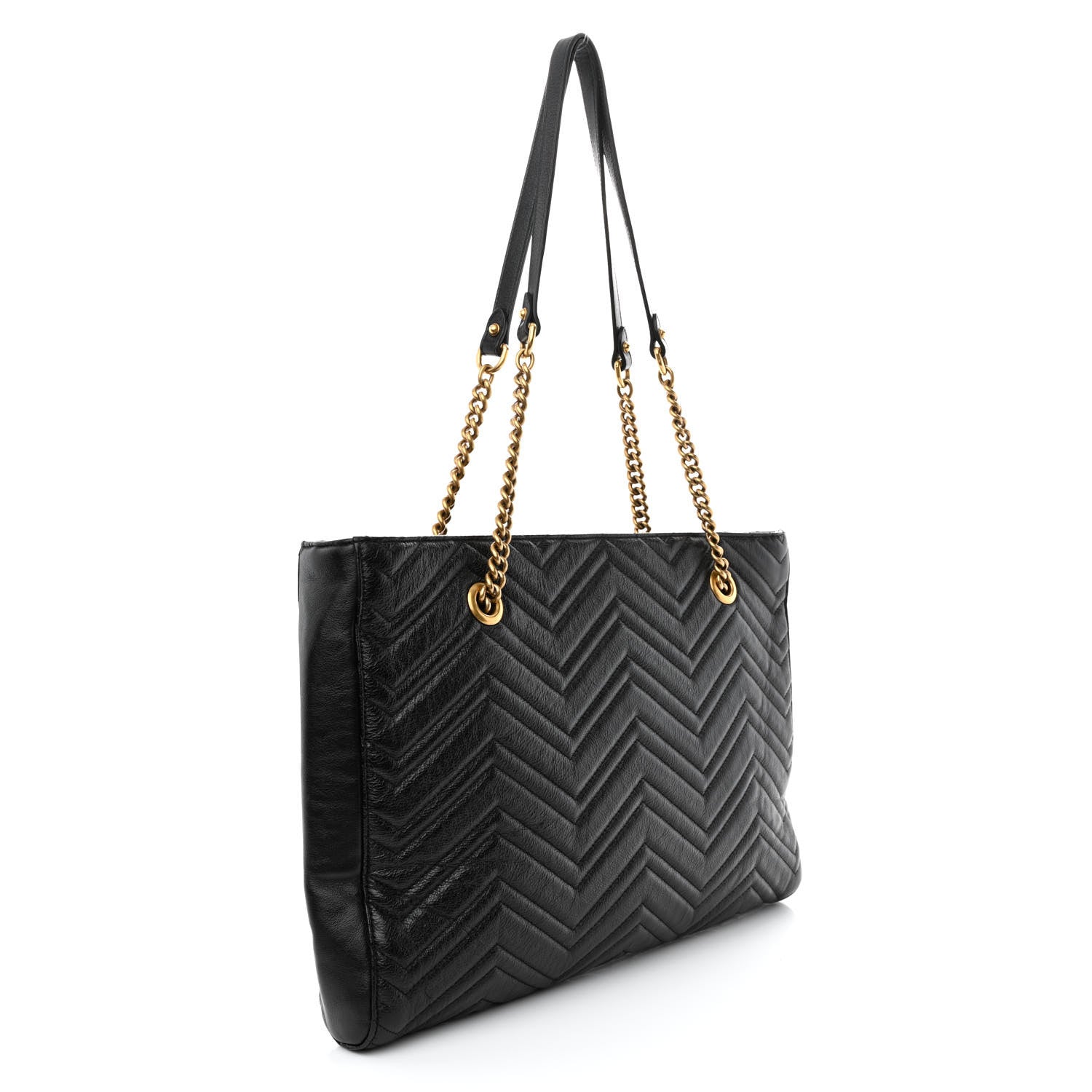 Gucci Vintage Calfskin Matelasse Medium GG Marmont Slim Tote Black 3 of 14
