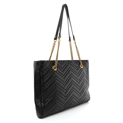 Gucci Vintage Calfskin Matelasse Medium GG Marmont Slim Tote Black 3 of 14