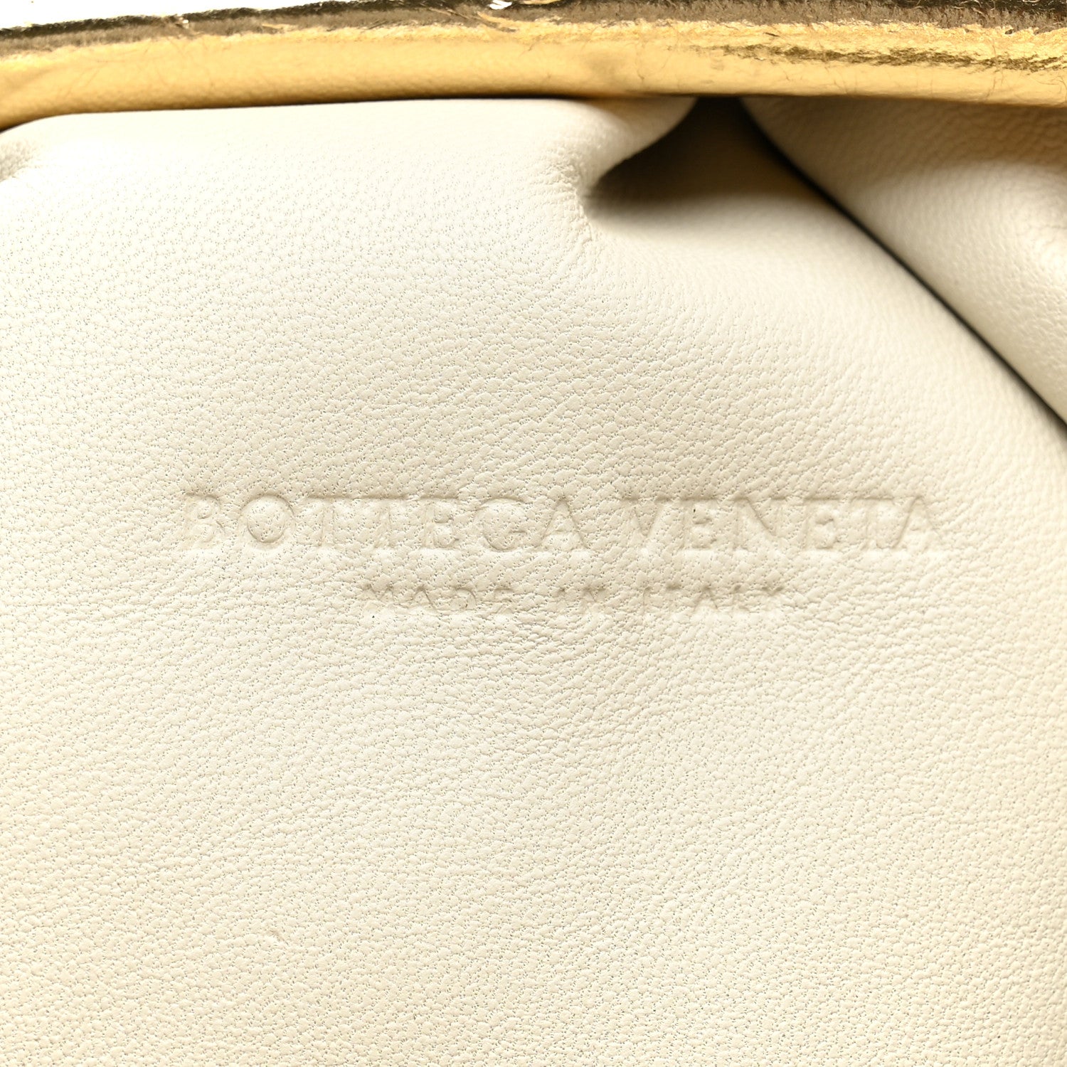 Bottega Veneta Metallic Crinkled Lambskin The Pouch Oversized Clutch Oro 6 of 7