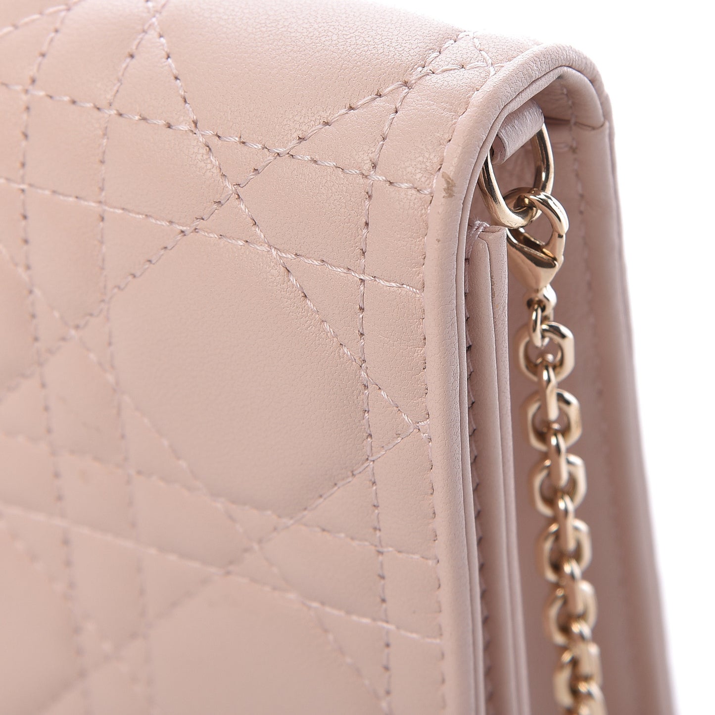 Lambskin Cannage Lady Dior Convertible Clutch Pink