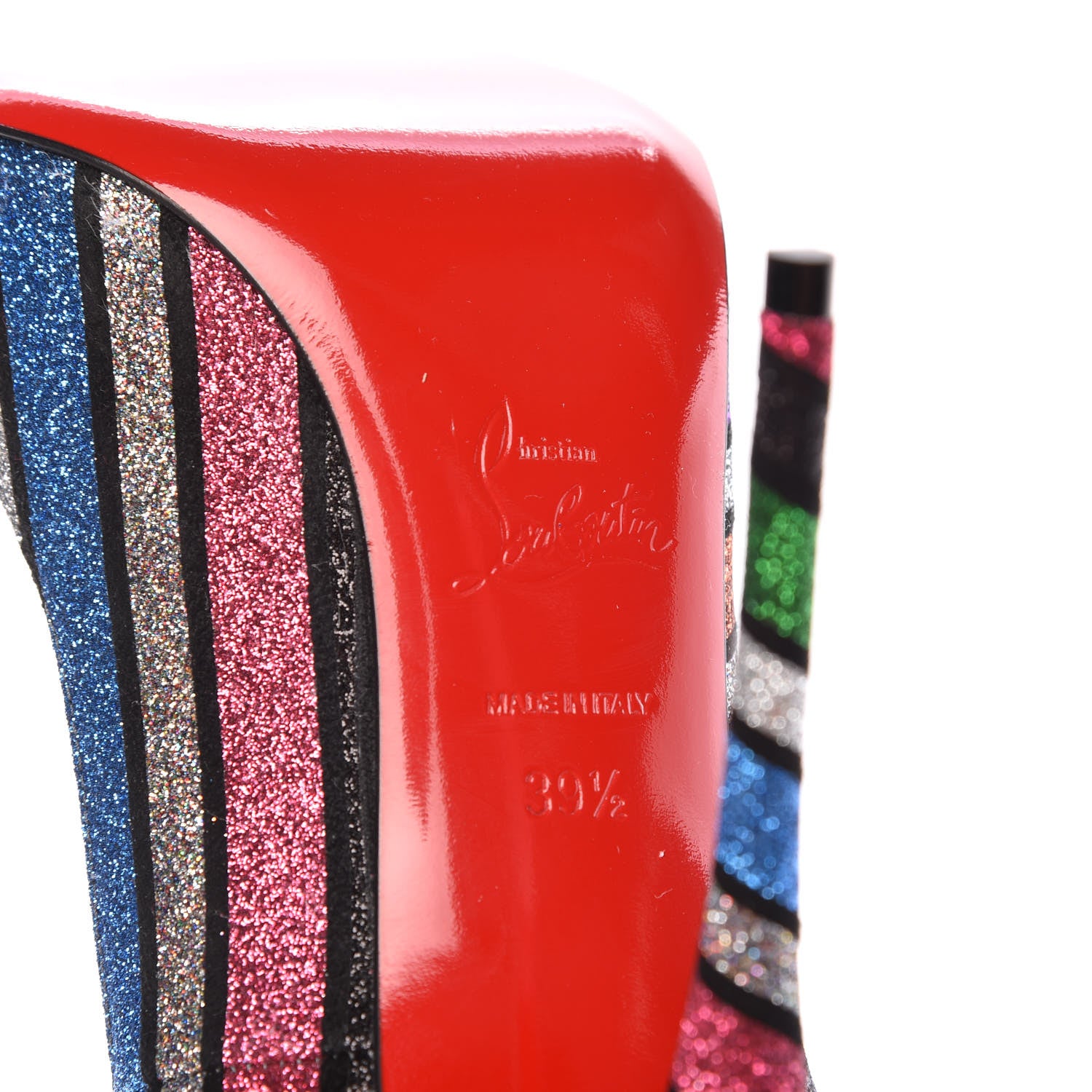 Christian Louboutin Suede Stripyglitter So Kate 120 Pumps 39.5 Multi 6 of 8