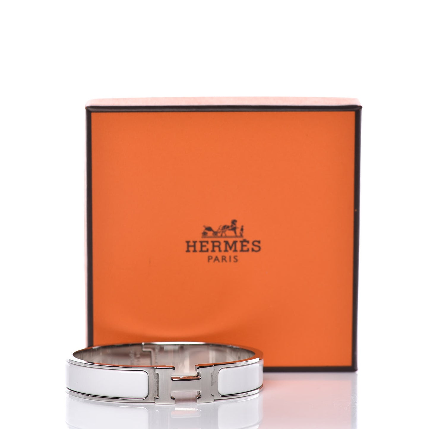 Enamel Narrow Clic Clac H Bracelet GM White